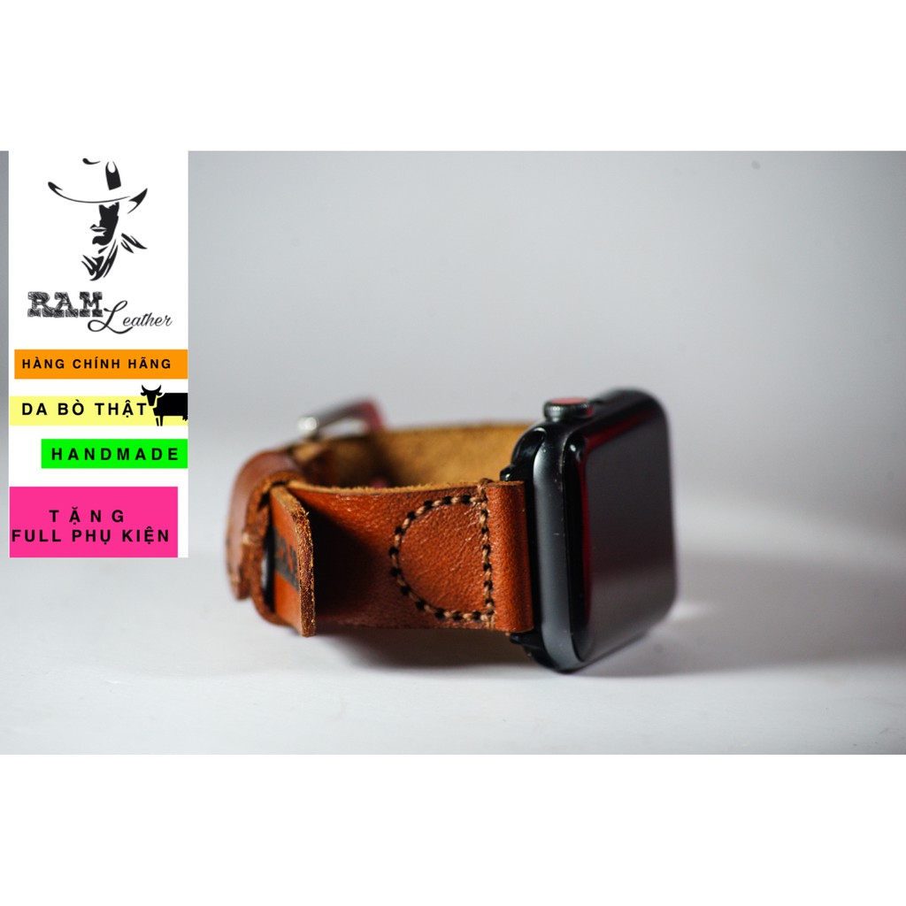 Dây đồng hồ RAM Leather vintage simple vachetta da bò Italia Vegtan nâu đỏ