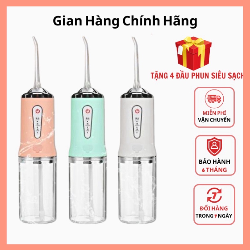 Máy tăm nước cầm tay ORAL - Tăm nước xịt vệ sinh làm sạch kẽ răng miệng công nghệ Châu Âu, 3 chế độ xịt chuẩn nha khoa