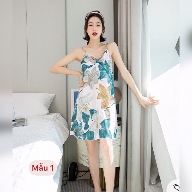 Váy lanh, váy ngủ Cotton lụa - lanh 2 dây siêu mát hoạ tiết trẻ trung, thời trang