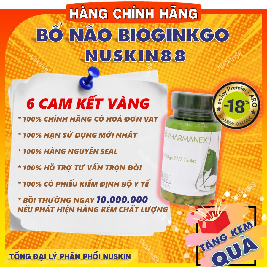 [Mã 66FMCGSALE hoàn 8% xu đơn 500K] BioGinkgo 27/7 – Tăng Cường Trí Nhớ Cho Não ( Giấy chứng thực trong mục ảnh)