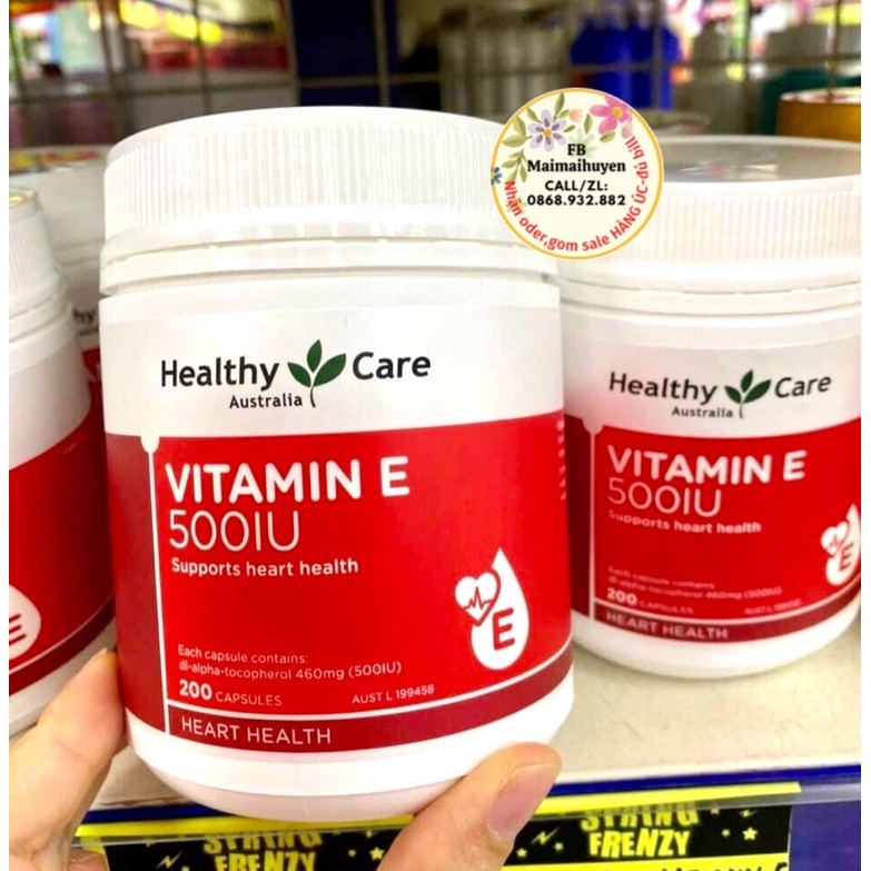 Viên Uống Vitamin E Đẹp Da Chống Lão Hóa 500IU Healthycare 200 Viên
