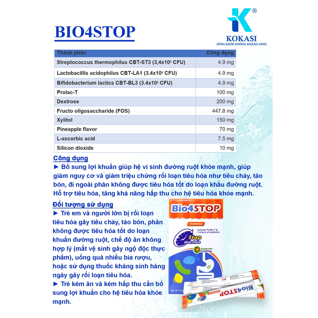 Men sống Hàn Quốc - Men vi sinh Bio4Stop dành cho bé hỗ trợ bé táo bón tăng cường hệ miễn dịch