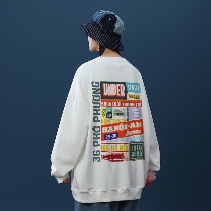 Áo Nỉ Tay dài under Hà Nội Hoodie, Sweater - 100% Cotton - Nam Nữ Unisex - In Hình Local Brand Streetwear
