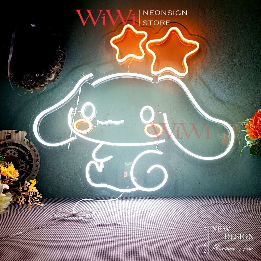 Đèn led neon hình thỏ đáng yêu | 59x51 cm | Đèn led neon theo yêu cầu trang trí decor quà tặng cực chất