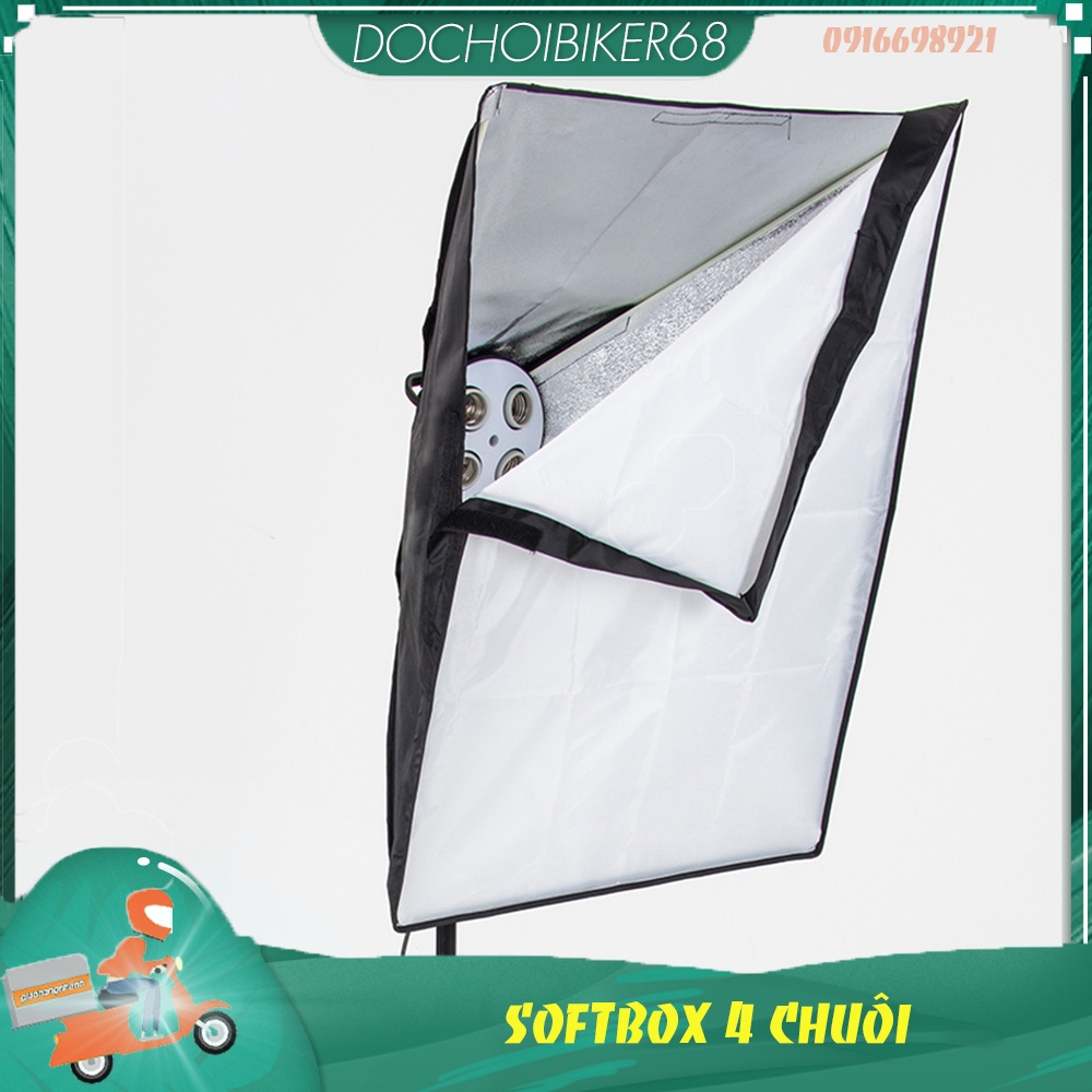 Softbox 50cm * 70cm 4 chuôi đèn HỖ TRỢ livestream chụp hình studio