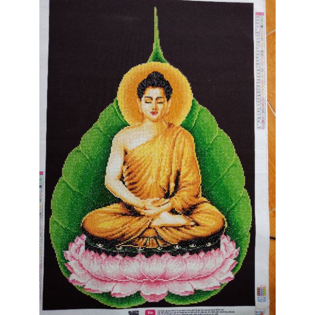 TRANH ĐÍNH ĐÁ Phật Thích Ca ngồi lá bồ đề 77212 (60x86) Chưa đính