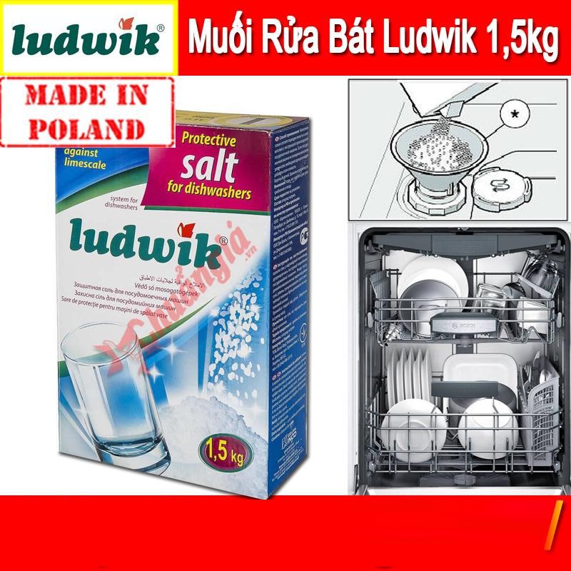 Muối rửa bát Ludwik 1,5kg dùng cho máy