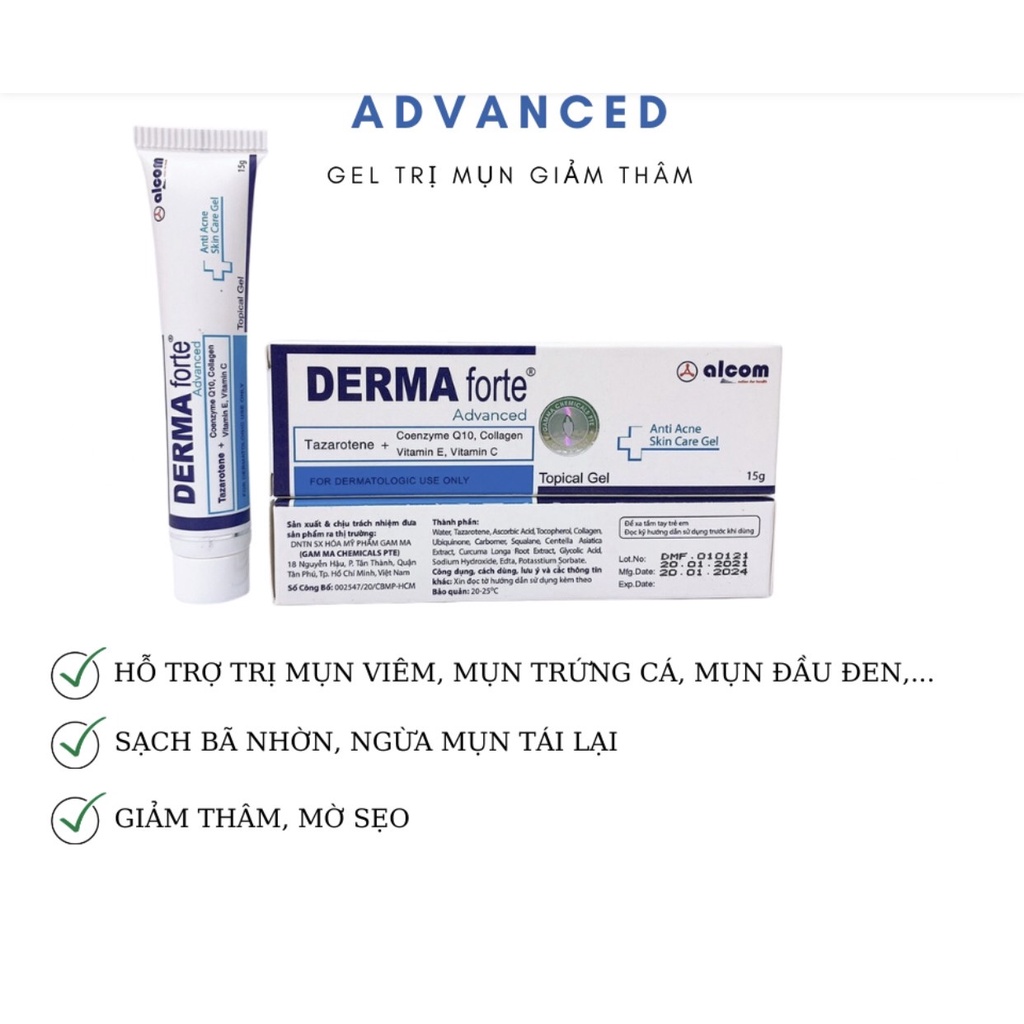 Gel Giảm Mụn Mờ Thâm Derma Forte 15g
