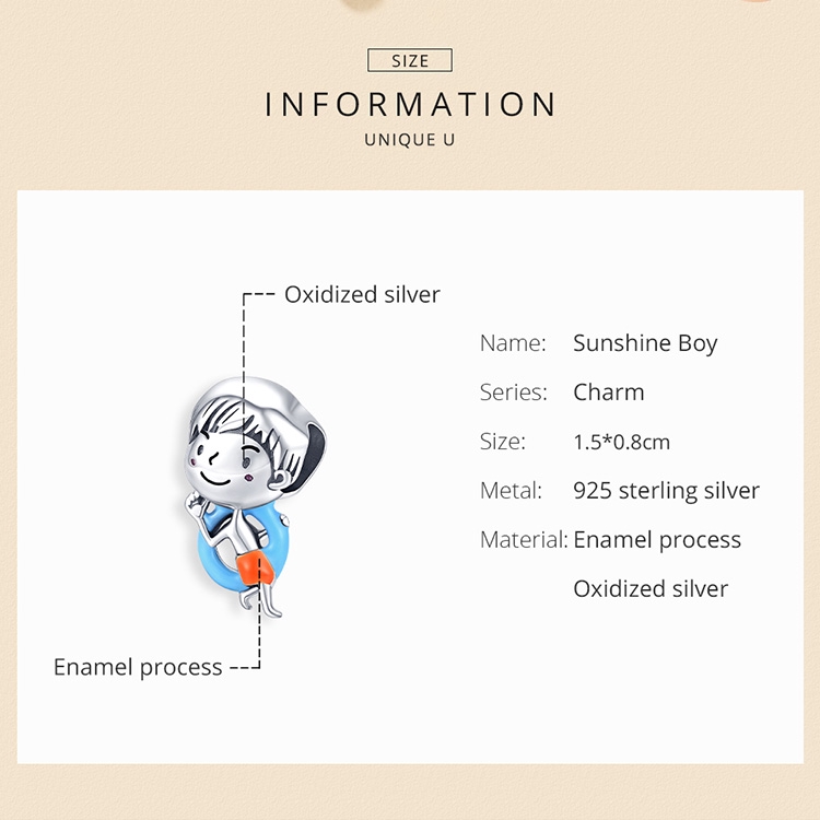 Hạt Trang Sức Bamoer SCC1525 Bạc 925 Hình Bé Trai Và Bé Gái Làm Vòng Tay