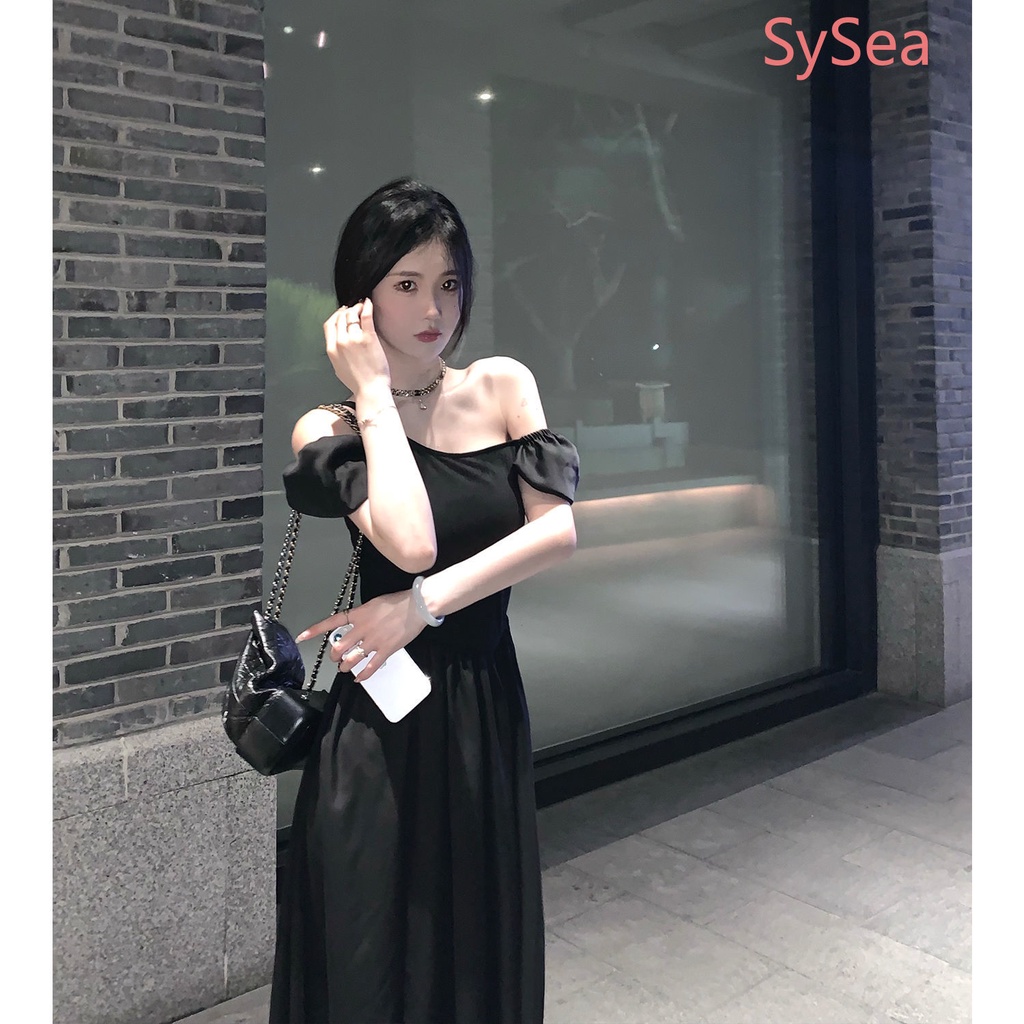 Đầm Đen Bất Đối Xứng Thời Trang Mùa Hè