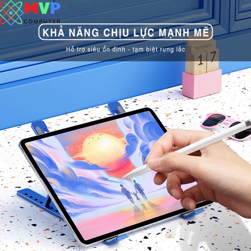 Giá đỡ LAPTOP, MAC-BOOK, I-PAD bằng nhôm có thể điều chỉnh được độ cao, đế tản nhiệt kê laptop nhôm