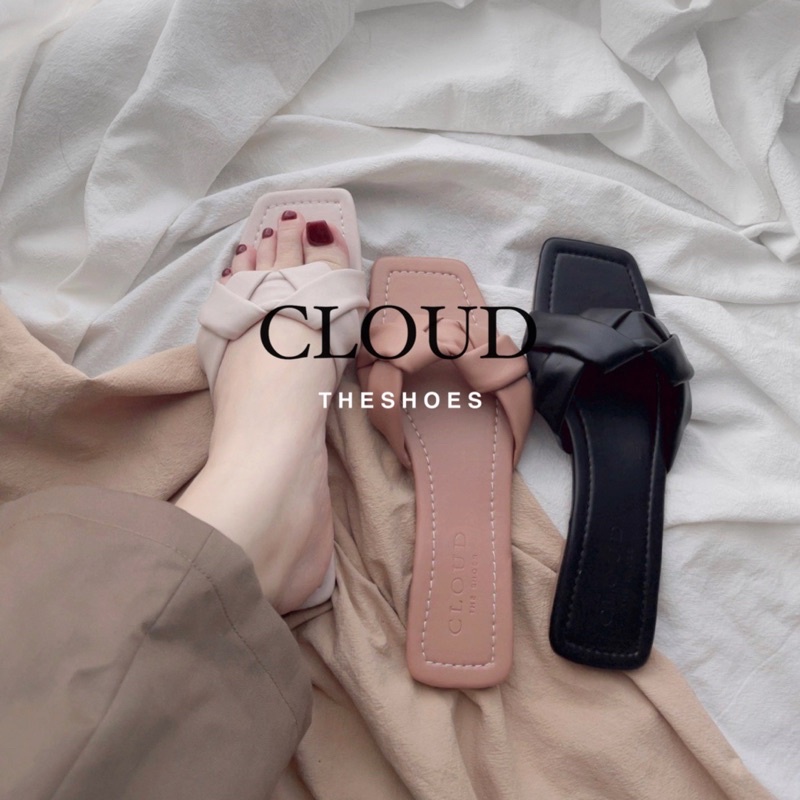 Dép bệt nữ mũi vuông quai ngang kiểu dây đan da mềm – Cloud The Shoes