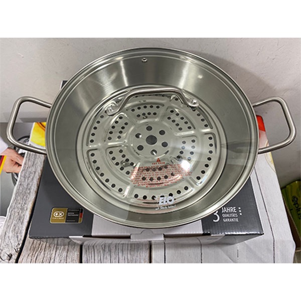 Chảo xào inox kèm hấp Elo Wok 28cm nắp kính