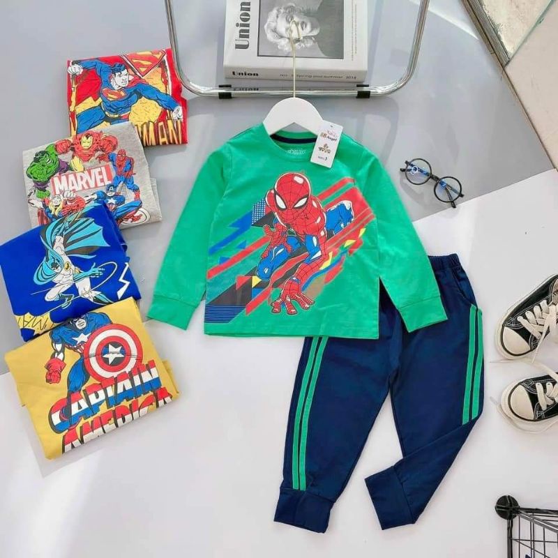 Bộ thu đông dài tay Bb Angel cho bé trai chất cotton Sài Gòn loại 1