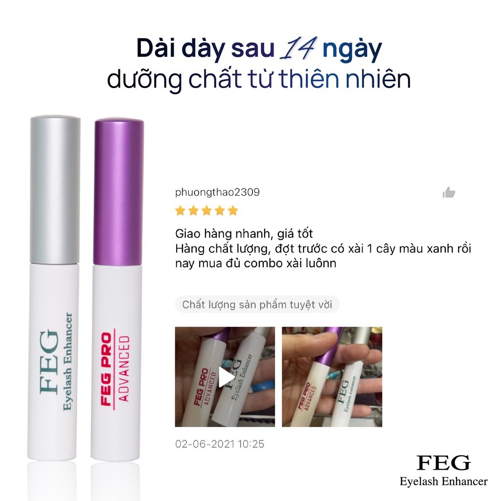 [CHÍNH HÃNG] Combo dưỡng mi FEG Eyelash Enhancer - Pro Advanced-Dưỡng mi dài cong tự nhiên phục hồi mi chắc khỏe