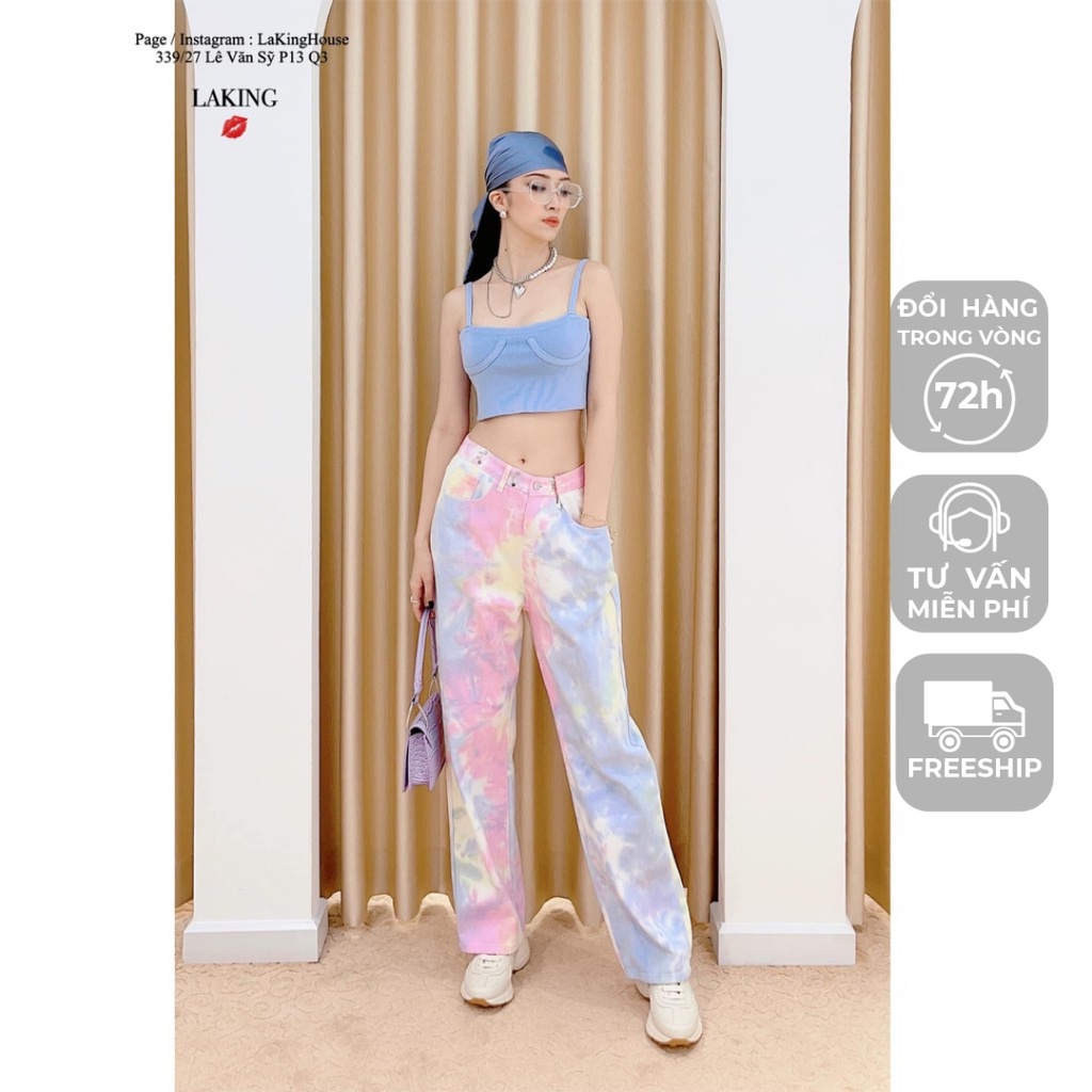 Quần jean ống suông loang màu LAKING HOUSE
