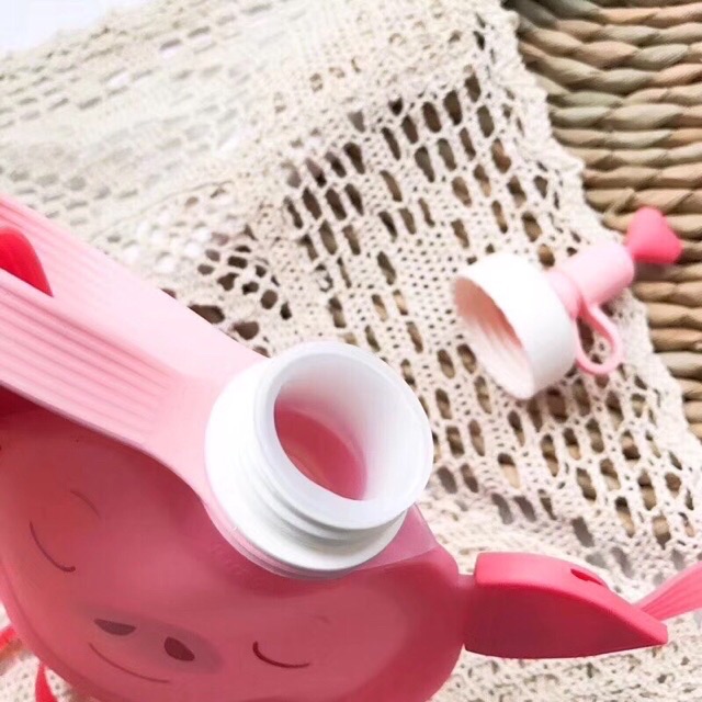 Bình nước silicon cho bé siêu cute bình nước đi lớp đi chơi style Hàn