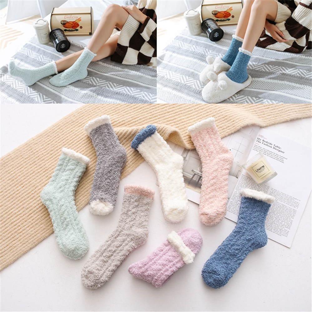 Vớ nhung giữ ấm mùa đông kiểu dáng dễ thương tùy chọn màu sắc