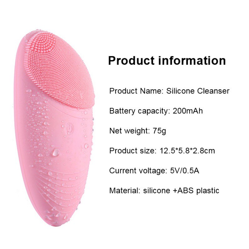 Waterproof USB Rechargeable Silicone Cleansing Instrument Cleaning Pores Portable Facial Cleansing Brush Face Washing Product