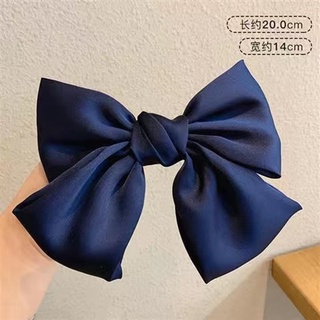 Kẹp Tóc Nơ Satin Màu Đỏ Đen