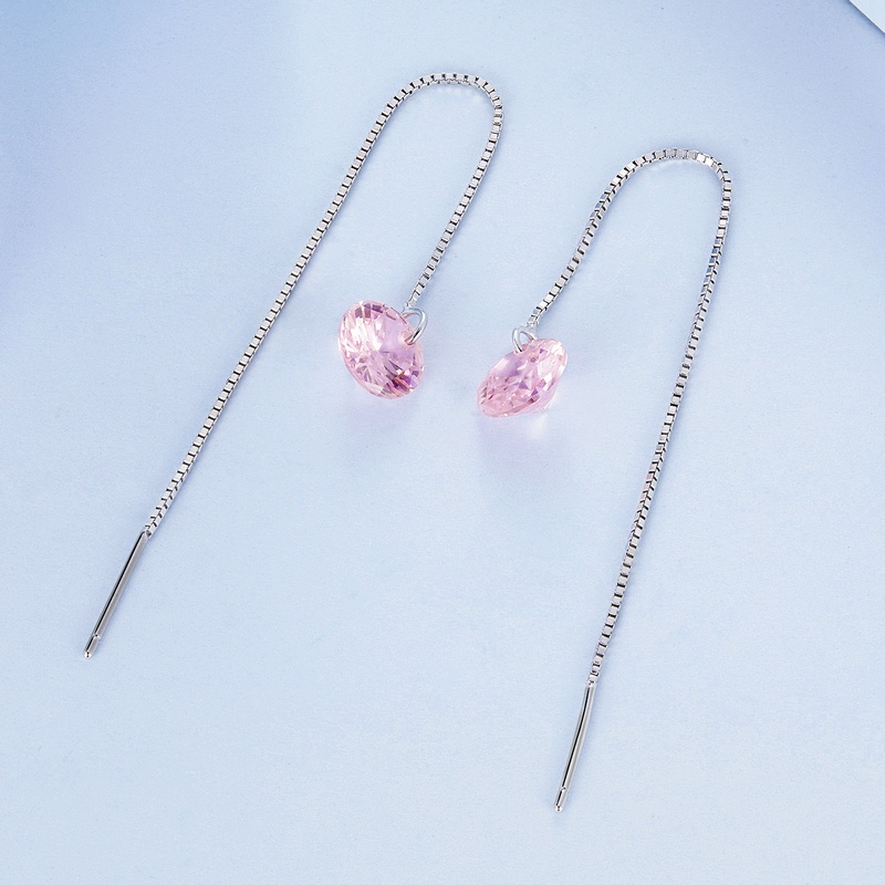 BAMOER 1 Đôi Bông Tai bạc 925 Đính Đá Zircon Xanh Thời Trang