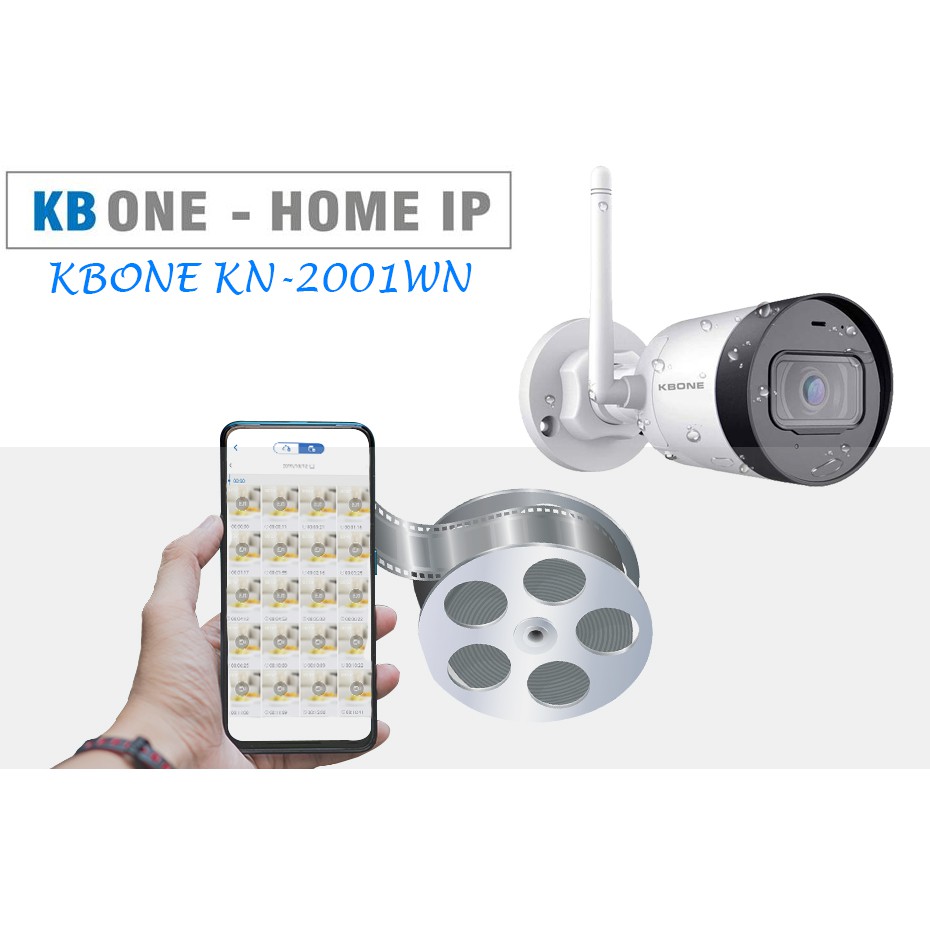 camera wifi , Camera KBONE ngoài trời không dây KN-2001WN 2.0MP . Vỏ kim loại siêu bền, quay phim FullHD 1080