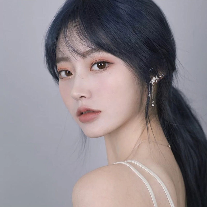 Bông Tai Mạ Bạc 925 Đính Đá Zircon Siêu Sáng Dáng Dài Phong Cách Hàn Quốc