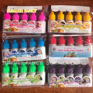Set 5 bình màu nước thực phẩm xanh, đỏ, tím, vàng (có bán lẻ từng chai)  - coloring food 5 pcs