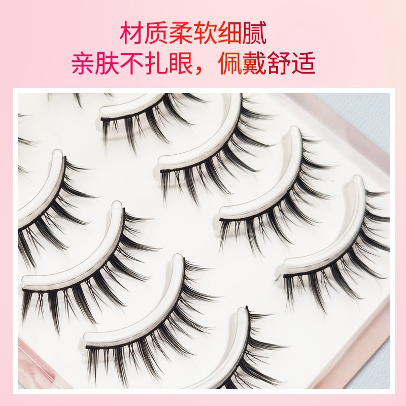Lông mi giả, Mi gân trong 5 cặp mi giả búp bê siêu cao cấp gân mềm mỏng, siêu nhẹ, kết sợi đều và có độ cong sẵn mg1