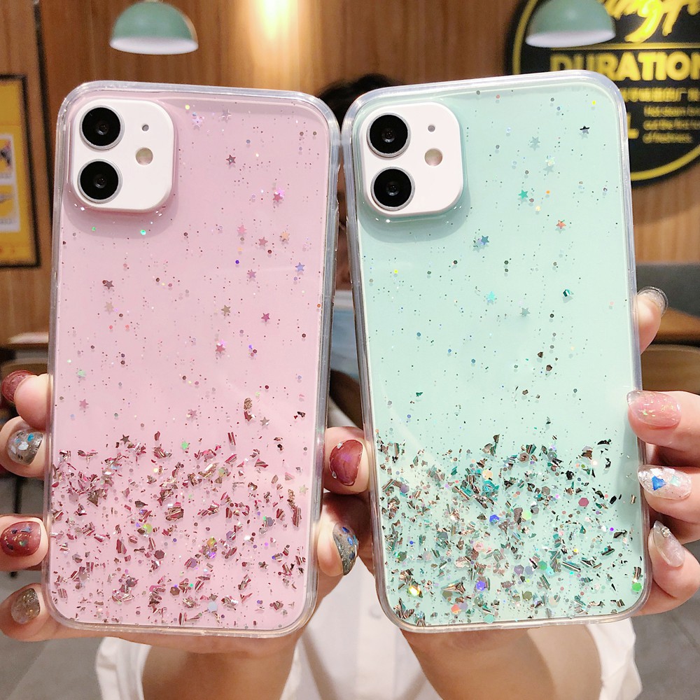 OPPO A37 A57 A39 A59 F1S A71 A83 A7 A5S A92S A52 A72 A92 A91 A8 F15 F11 Pro F9 F7 F5 Bling Sequins Star Glitter Phone Case Soft Clear TPU Back Cover