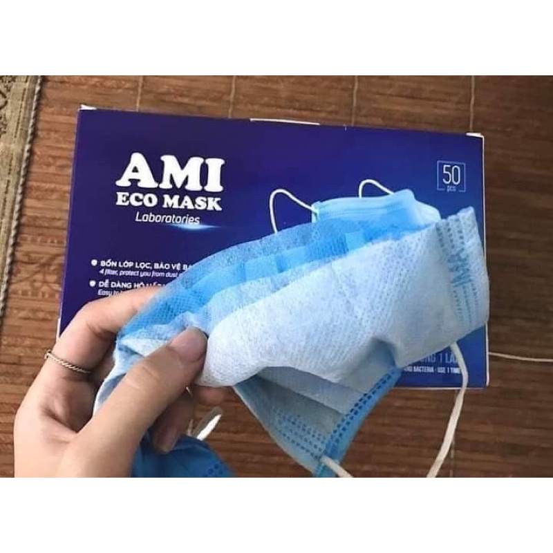 KHẨU TRANG KHÁNG KHUẨN AMI 4 LỚP CHUẨN HÃNG (HỘP 50 CÁI)