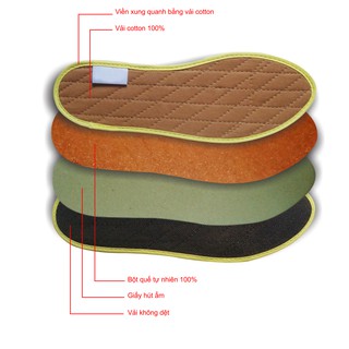 Miếng lót giày hương quế khử mùi hôi chân 4 lớp (1 đôi)
