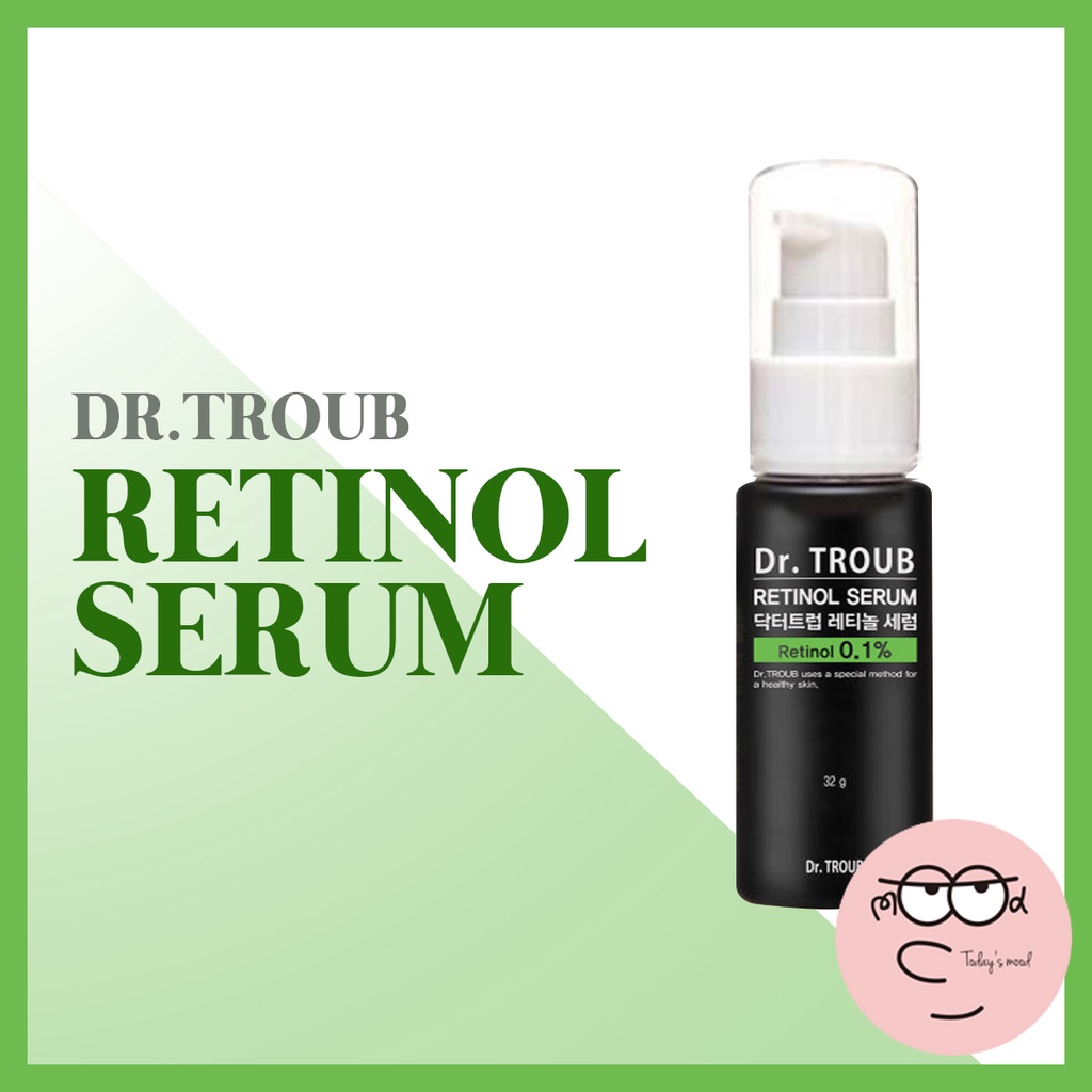 (1+1) Dr. TROUB RETINOL 0.1% SERUM 32g | Tinh Chất Retinol Cô Đặc Chăm Sóc Da Ban Đêm Co Giãn Chống Nếp Nhăn Se Khít Lỗ Chân Lông Phục Hồi Làn Da Dưỡng Da