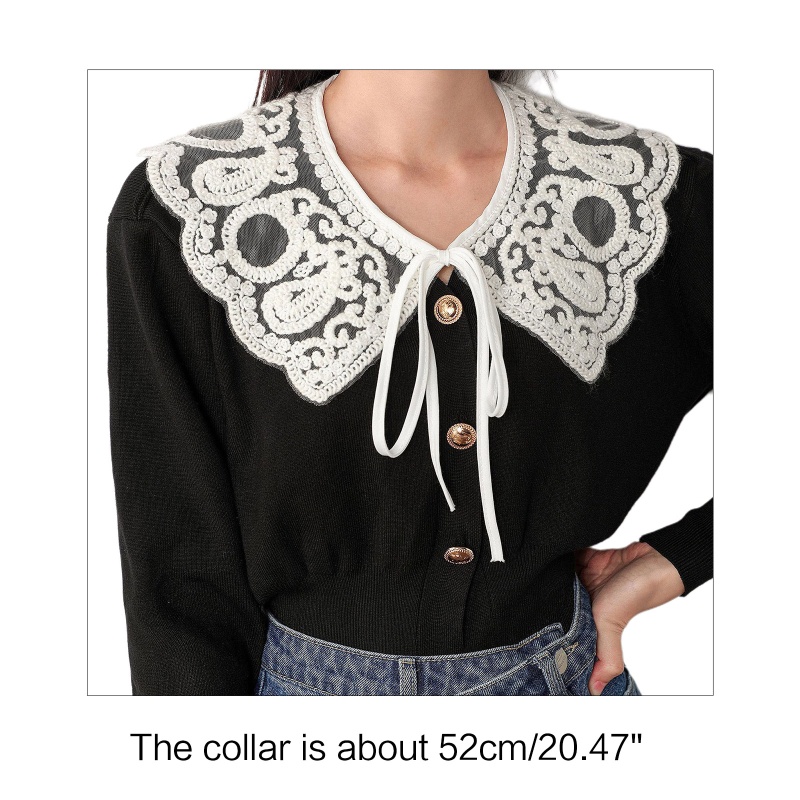 Han Khăn Choàng Cổ Giả Thêu Hoa Paisley Thắt Nơ Có Thể Tháo Rời Cho Nữ Shru