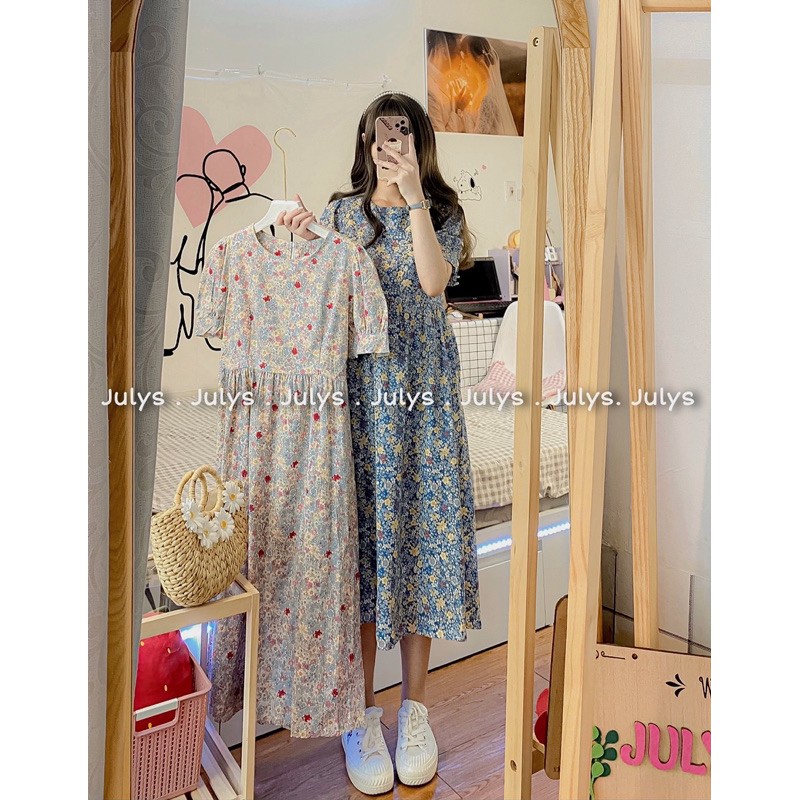 [Mã SKAMA06 giảm 8% tối đa 50K đơn 250K] Váy babydoll thô hoa tay bồng 2 màu (ảnh thật shop chụp kèm video) | BigBuy360 - bigbuy360.vn