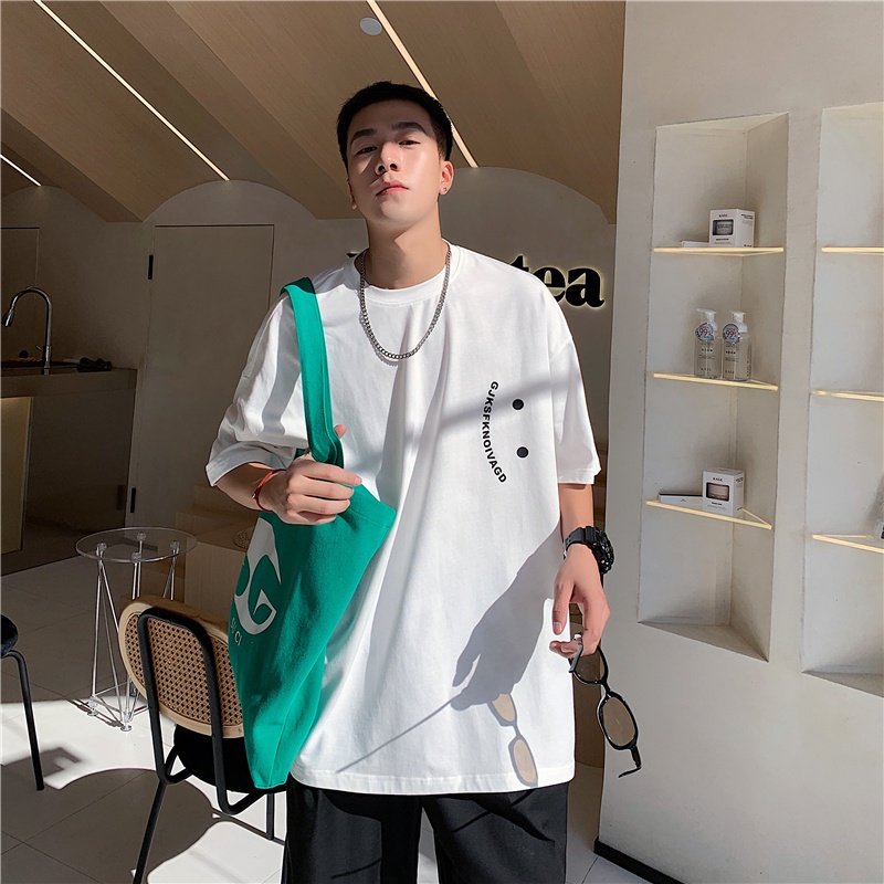 Áo Thun Dáng Rộng Tay Nửa In Chữ Phong Cách Hong Kong Thời Trang Mùa Hè Dành Cho Nam 2022
