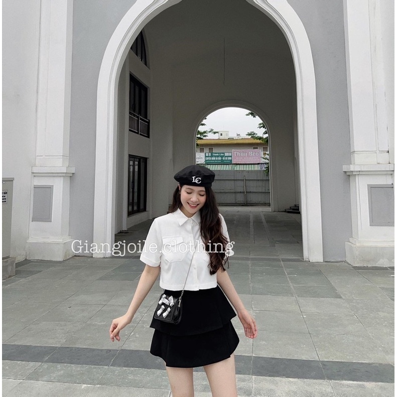 Áo sơmi cộc tay và chân váy 2 tầng - Giangjoile.Store