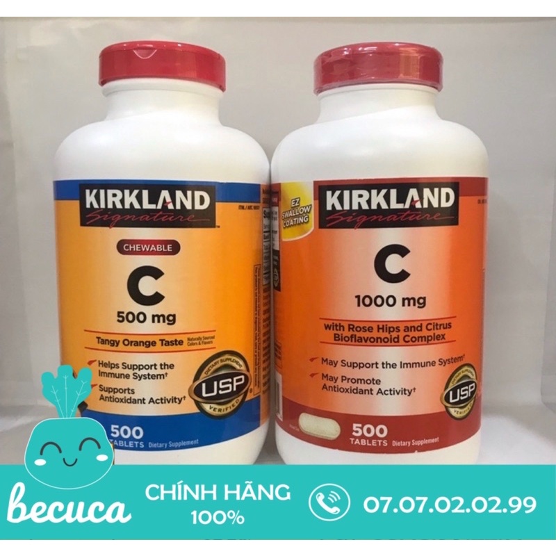 [Date xa ] Viên ngậm Bổ Sung Vitamin C Kirkland 500mg - 1000mg của Mỹ