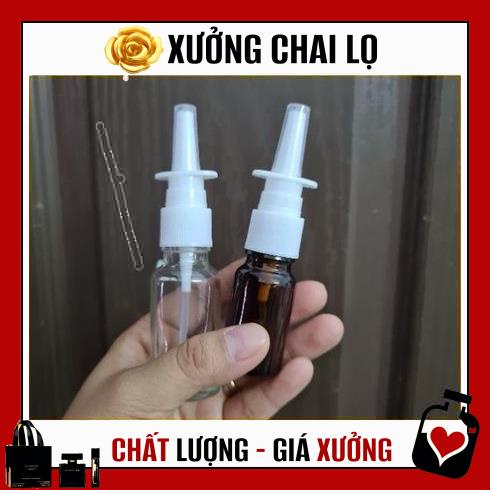 Chai rỗng xịt mũi thẳng thủy tinh 5ml,10ml,15ml,20ml,30ml,50ml đựng dung dịch xịt xoang, họng