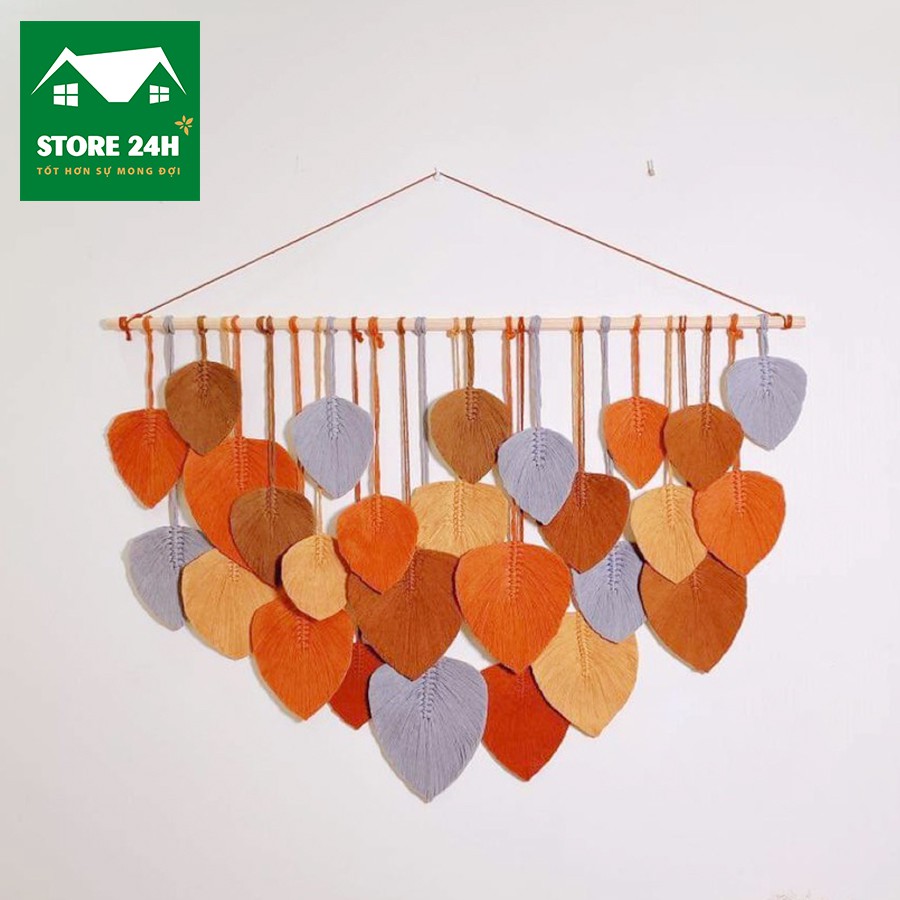 Mành treo tường macrame nghê thuật chất liệu sợi cotton xoắn, trang trí phòng ngủ, phòng khách, quán cafe I Store 24h