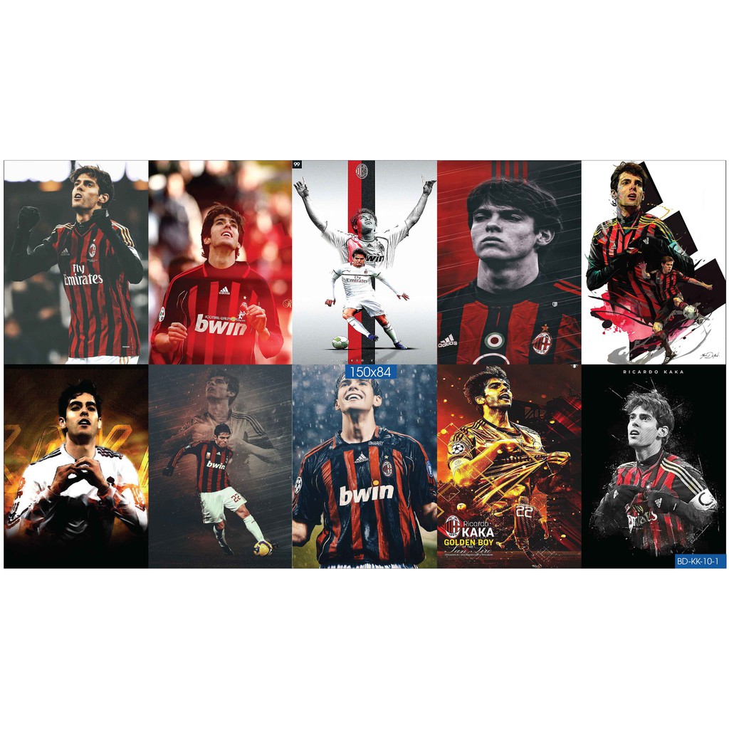 Combo Set 10 tờ Decal dán tường cầu thủ David Beckham, Kaka