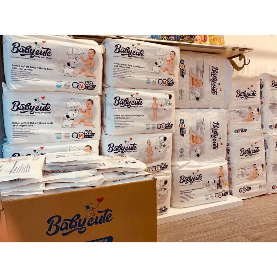 Bỉm Quần/Dán Baby Cute size (NB82-S72-M60-M52-M52-L50-XL46-XXL44
