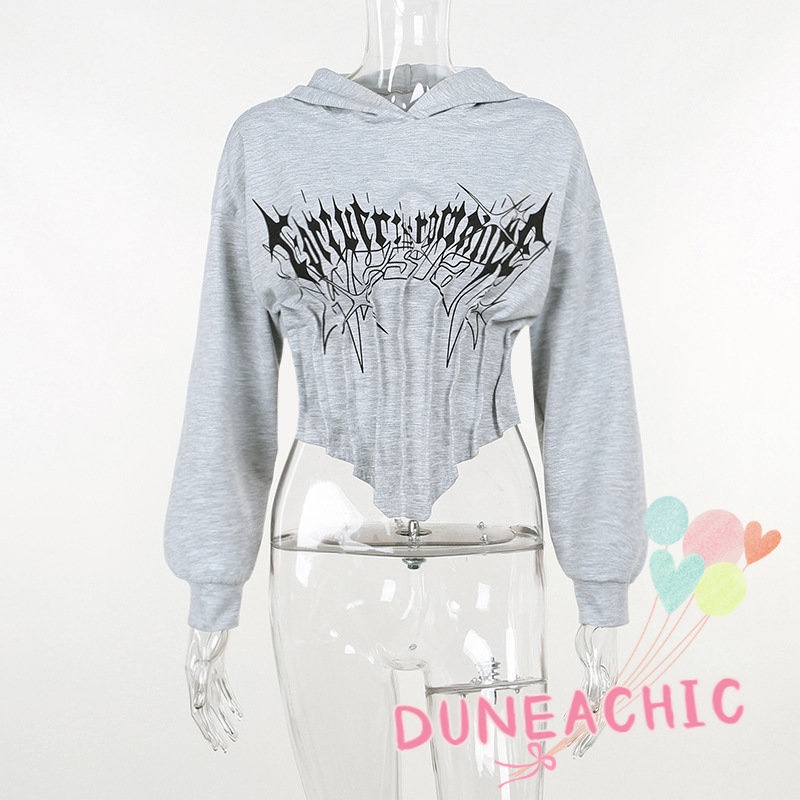 Áo Hoodie Tay Dài Dáng Ôm In Họa Tiết Thời Trang Cho Nữ