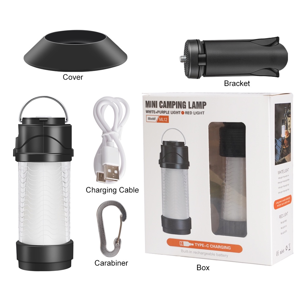 Đèn LED Cắm Trại Mini 7 Chế Độ Chống Nước Kèm Sạc USB Tiện Dụng