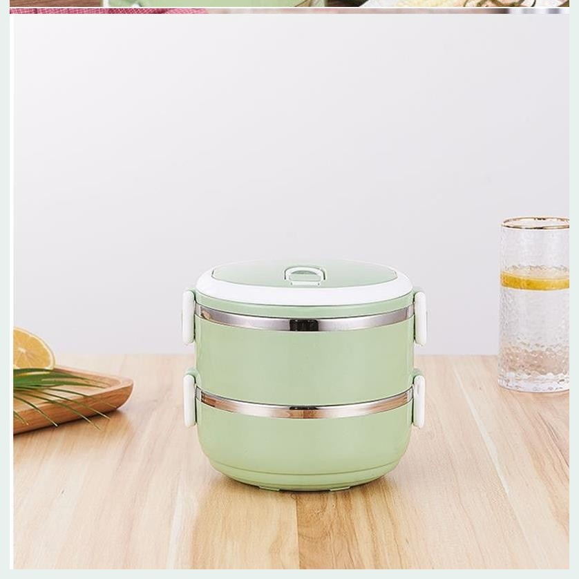 CÀ MEN ĐỰNG CƠM 2 TẦNG LÚA MẠCH LÕI INOX 304 CÓ KHÓA CHỐNG TRÀN 1.5L CỰC XỊN