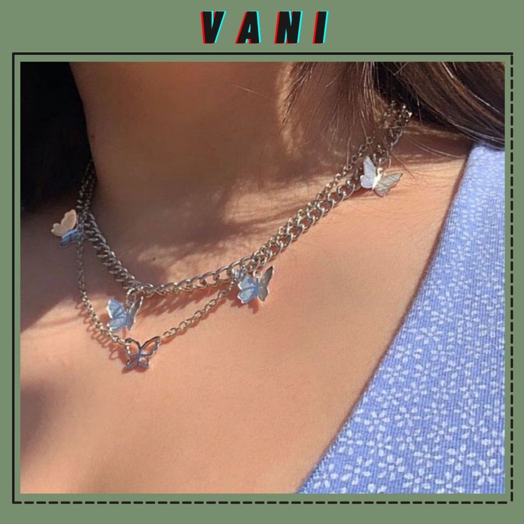 Dây Chuyền, Vòng Cổ, Choker Dây Nhiễn Hình Bướm Hai Vòng Phong Cách Hàn Quốc, Basic - Vani Store