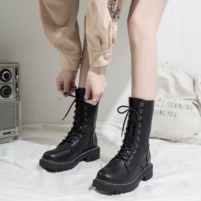 Bốt cổ cao hack dáng - đế 3 cm