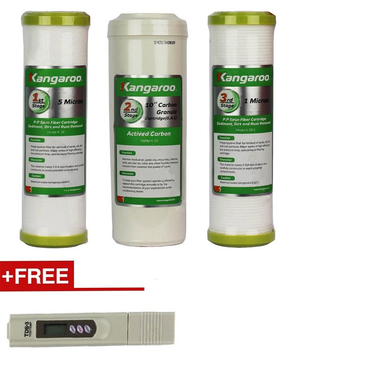 Bộ lõi lọc nước kangaroo số 1,2,3 (Tặng bút thử nước) | BigBuy360 - bigbuy360.vn