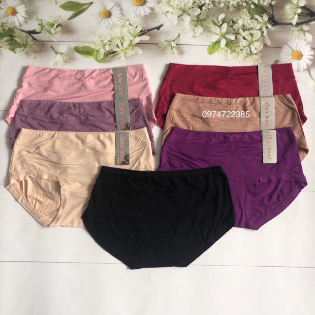 Quần lót nữ cotton Thái lan 3044 cạp vừa vải mềm mát màu da/đen/ruóc/hồng/tím