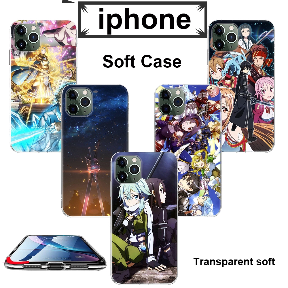 Ốp lưng silicone hoạt hình Sword Art Online cho iPhone XR X Xs Max 8 7 6s 6 Plus 5 5s